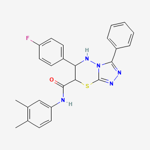 molecular formula C25H22FN5OS B11577070 N-(3,4-dimethylphenyl)-6-(4-fluorophenyl)-3-phenyl-6,7-dihydro-5H-[1,2,4]triazolo[3,4-b][1,3,4]thiadiazine-7-carboxamide 