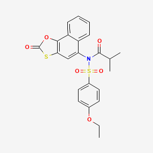 molecular formula C23H21NO6S2 B11577142 N-[(4-ethoxyphenyl)sulfonyl]-2-methyl-N-(2-oxonaphtho[2,1-d][1,3]oxathiol-5-yl)propanamide 