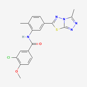 molecular formula C19H16ClN5O2S B11577176 3-chloro-4-methoxy-N-[2-methyl-5-(3-methyl[1,2,4]triazolo[3,4-b][1,3,4]thiadiazol-6-yl)phenyl]benzamide 