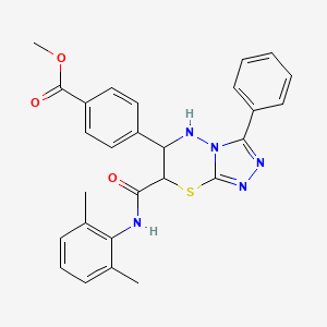 molecular formula C27H25N5O3S B11577320 methyl 4-{7-[(2,6-dimethylphenyl)carbamoyl]-3-phenyl-6,7-dihydro-5H-[1,2,4]triazolo[3,4-b][1,3,4]thiadiazin-6-yl}benzoate 