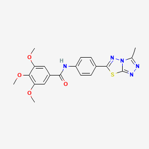 molecular formula C20H19N5O4S B11577469 3,4,5-trimethoxy-N-[4-(3-methyl[1,2,4]triazolo[3,4-b][1,3,4]thiadiazol-6-yl)phenyl]benzamide 