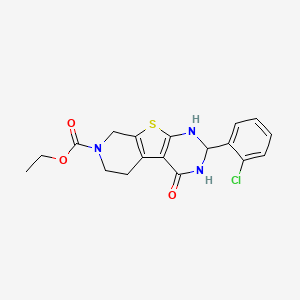 molecular formula C18H18ClN3O3S B11577529 ethyl 5-(2-chlorophenyl)-3-oxo-8-thia-4,6,11-triazatricyclo[7.4.0.02,7]trideca-1(9),2(7)-diene-11-carboxylate 