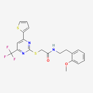 molecular formula C20H18F3N3O2S2 B11577947 N-[2-(2-methoxyphenyl)ethyl]-2-{[4-(thiophen-2-yl)-6-(trifluoromethyl)pyrimidin-2-yl]sulfanyl}acetamide 