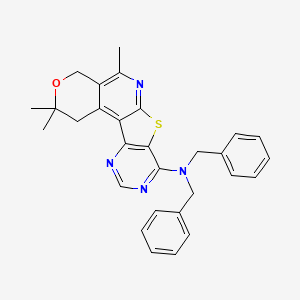 molecular formula C29H28N4OS B11577962 N,N-dibenzyl-4,4,8-trimethyl-5-oxa-11-thia-9,14,16-triazatetracyclo[8.7.0.02,7.012,17]heptadeca-1,7,9,12(17),13,15-hexaen-13-amine 