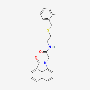 molecular formula C23H22N2O2S B11577982 N-{2-[(2-methylbenzyl)sulfanyl]ethyl}-2-(2-oxobenzo[cd]indol-1(2H)-yl)acetamide 