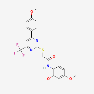 molecular formula C22H20F3N3O4S B11578166 N-(2,4-dimethoxyphenyl)-2-{[4-(4-methoxyphenyl)-6-(trifluoromethyl)pyrimidin-2-yl]sulfanyl}acetamide 