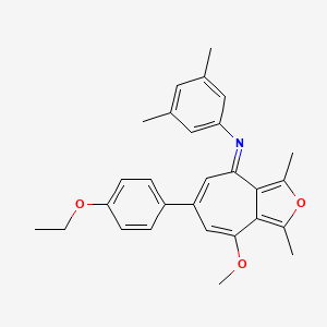 molecular formula C28H29NO3 B11578217 N-[(4E)-6-(4-ethoxyphenyl)-8-methoxy-1,3-dimethyl-4H-cyclohepta[c]furan-4-ylidene]-3,5-dimethylaniline 