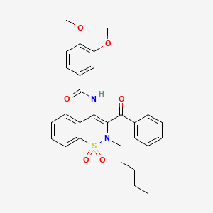 molecular formula C29H30N2O6S B11578234 N-(3-benzoyl-1,1-dioxido-2-pentyl-2H-1,2-benzothiazin-4-yl)-3,4-dimethoxybenzamide 