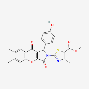 molecular formula C25H20N2O6S B11578389 methyl 2-[1-(4-hydroxyphenyl)-6,7-dimethyl-3,9-dioxo-3,9-dihydrochromeno[2,3-c]pyrrol-2(1H)-yl]-4-methyl-1,3-thiazole-5-carboxylate 
