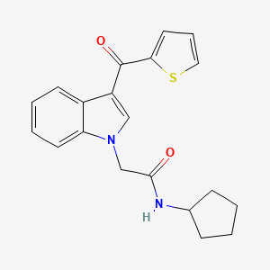 molecular formula C20H20N2O2S B11578456 N-cyclopentyl-2-[3-(thiophen-2-ylcarbonyl)-1H-indol-1-yl]acetamide 