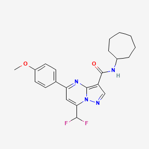 molecular formula C22H24F2N4O2 B11578472 N-cycloheptyl-7-(difluoromethyl)-5-(4-methoxyphenyl)pyrazolo[1,5-a]pyrimidine-3-carboxamide 