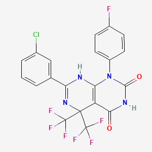 molecular formula C20H10ClF7N4O2 B11578532 7-(3-chlorophenyl)-1-(4-fluorophenyl)-4-hydroxy-5,5-bis(trifluoromethyl)-5,8-dihydropyrimido[4,5-d]pyrimidin-2(1H)-one 
