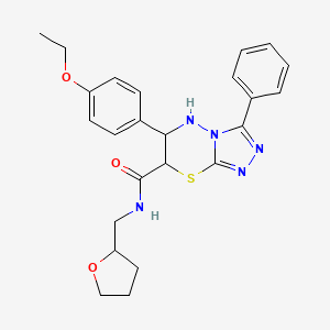 molecular formula C24H27N5O3S B11578566 6-(4-ethoxyphenyl)-3-phenyl-N-(tetrahydrofuran-2-ylmethyl)-6,7-dihydro-5H-[1,2,4]triazolo[3,4-b][1,3,4]thiadiazine-7-carboxamide 