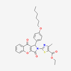 molecular formula C30H30N2O6S B11578641 ethyl 2-{1-[4-(hexyloxy)phenyl]-3,9-dioxo-3,9-dihydrochromeno[2,3-c]pyrrol-2(1H)-yl}-4-methyl-1,3-thiazole-5-carboxylate 