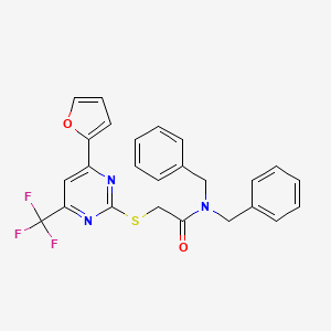 molecular formula C25H20F3N3O2S B11578811 N,N-dibenzyl-2-{[4-(furan-2-yl)-6-(trifluoromethyl)pyrimidin-2-yl]sulfanyl}acetamide 