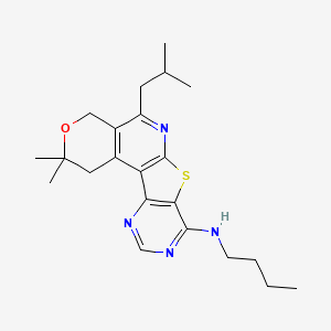 molecular formula C22H30N4OS B11579120 N-butyl-4,4-dimethyl-8-(2-methylpropyl)-5-oxa-11-thia-9,14,16-triazatetracyclo[8.7.0.02,7.012,17]heptadeca-1(10),2(7),8,12(17),13,15-hexaen-13-amine 