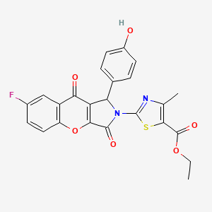 molecular formula C24H17FN2O6S B11579472 ethyl 2-[7-fluoro-1-(4-hydroxyphenyl)-3,9-dioxo-3,9-dihydrochromeno[2,3-c]pyrrol-2(1H)-yl]-4-methyl-1,3-thiazole-5-carboxylate 