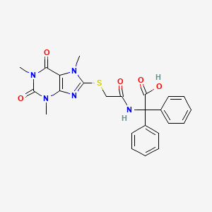 molecular formula C24H23N5O5S B11579740 diphenyl({[(1,3,7-trimethyl-2,6-dioxo-2,3,6,7-tetrahydro-1H-purin-8-yl)sulfanyl]acetyl}amino)acetic acid 