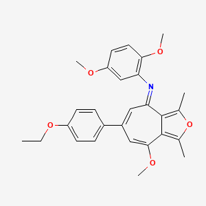 molecular formula C28H29NO5 B11579781 N-[(4E)-6-(4-ethoxyphenyl)-8-methoxy-1,3-dimethyl-4H-cyclohepta[c]furan-4-ylidene]-2,5-dimethoxyaniline 