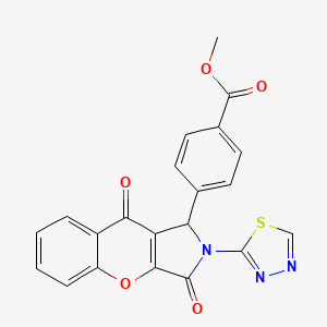 molecular formula C21H13N3O5S B11579834 Methyl 4-[3,9-dioxo-2-(1,3,4-thiadiazol-2-yl)-1,2,3,9-tetrahydrochromeno[2,3-c]pyrrol-1-yl]benzoate 