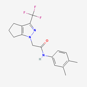 molecular formula C17H18F3N3O B11579904 N-(3,4-dimethylphenyl)-2-[3-(trifluoromethyl)-5,6-dihydrocyclopenta[c]pyrazol-1(4H)-yl]acetamide 