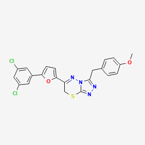 molecular formula C22H16Cl2N4O2S B11579930 6-[5-(3,5-dichlorophenyl)furan-2-yl]-3-[(4-methoxyphenyl)methyl]-7H-[1,2,4]triazolo[3,4-b][1,3,4]thiadiazine 