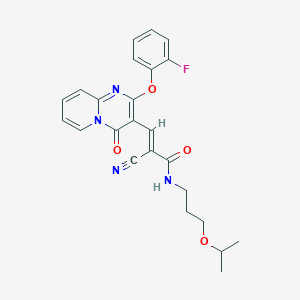 molecular formula C24H23FN4O4 B11580003 (2E)-2-cyano-3-[2-(2-fluorophenoxy)-4-oxo-4H-pyrido[1,2-a]pyrimidin-3-yl]-N-[3-(propan-2-yloxy)propyl]prop-2-enamide 