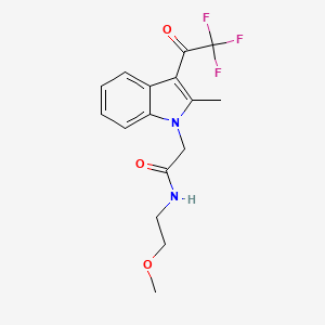 molecular formula C16H17F3N2O3 B11580077 N-(2-methoxyethyl)-2-[2-methyl-3-(trifluoroacetyl)-1H-indol-1-yl]acetamide 