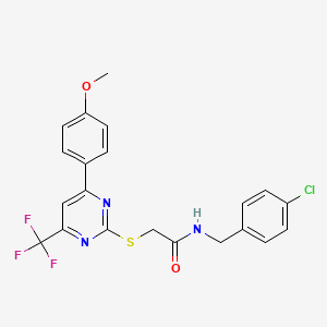 molecular formula C21H17ClF3N3O2S B11580105 N-(4-chlorobenzyl)-2-{[4-(4-methoxyphenyl)-6-(trifluoromethyl)pyrimidin-2-yl]sulfanyl}acetamide 