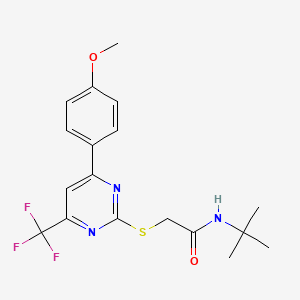 molecular formula C18H20F3N3O2S B11580316 N-tert-butyl-2-{[4-(4-methoxyphenyl)-6-(trifluoromethyl)pyrimidin-2-yl]sulfanyl}acetamide 