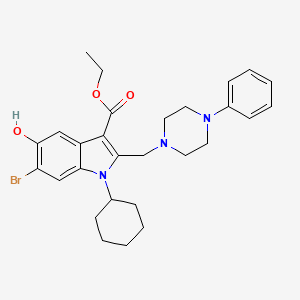 molecular formula C28H34BrN3O3 B11580480 ethyl 6-bromo-1-cyclohexyl-5-hydroxy-2-[(4-phenylpiperazin-1-yl)methyl]-1H-indole-3-carboxylate 
