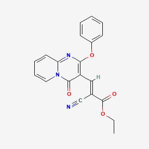 molecular formula C20H15N3O4 B11581077 Ethyl (2E)-2-cyano-3-{4-oxo-2-phenoxy-4H-pyrido[1,2-A]pyrimidin-3-YL}prop-2-enoate 