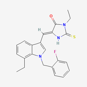 molecular formula C23H22FN3OS B11581190 (5Z)-3-ethyl-5-{[7-ethyl-1-(2-fluorobenzyl)-1H-indol-3-yl]methylidene}-2-thioxoimidazolidin-4-one 