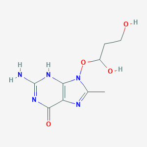 molecular formula C9H13N5O4 B115812 2-amino-9-(1,3-dihydroxypropoxy)-8-methyl-3H-purin-6-one CAS No. 145621-08-5