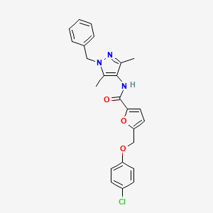 molecular formula C24H22ClN3O3 B11581312 N-(1-benzyl-3,5-dimethyl-1H-pyrazol-4-yl)-5-[(4-chlorophenoxy)methyl]furan-2-carboxamide 