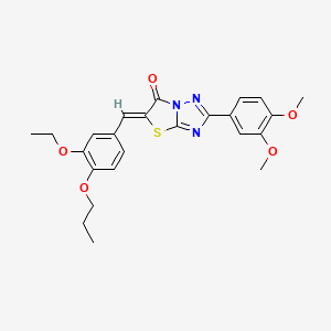 molecular formula C24H25N3O5S B11581346 (5Z)-2-(3,4-dimethoxyphenyl)-5-(3-ethoxy-4-propoxybenzylidene)[1,3]thiazolo[3,2-b][1,2,4]triazol-6(5H)-one 