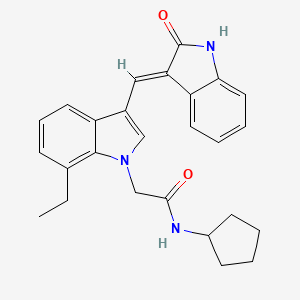 molecular formula C26H27N3O2 B11581368 N-cyclopentyl-2-{7-ethyl-3-[(E)-(2-oxo-1,2-dihydro-3H-indol-3-ylidene)methyl]-1H-indol-1-yl}acetamide 