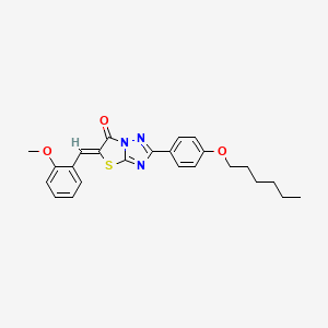 molecular formula C24H25N3O3S B11581535 (5Z)-2-[4-(hexyloxy)phenyl]-5-(2-methoxybenzylidene)[1,3]thiazolo[3,2-b][1,2,4]triazol-6(5H)-one 