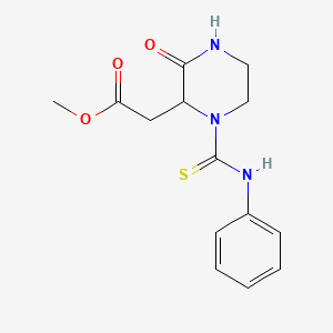 molecular formula C14H17N3O3S B11581636 Methyl 2-{3-oxo-1-[(phenylamino)thioxomethyl]piperazin-2-yl}acetate 