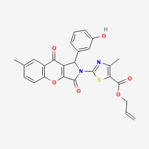 molecular formula C26H20N2O6S B11581641 prop-2-en-1-yl 2-[1-(3-hydroxyphenyl)-7-methyl-3,9-dioxo-3,9-dihydrochromeno[2,3-c]pyrrol-2(1H)-yl]-4-methyl-1,3-thiazole-5-carboxylate 