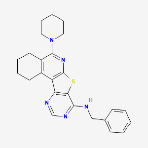 molecular formula C25H27N5S B11582162 N-benzyl-8-piperidin-1-yl-11-thia-9,14,16-triazatetracyclo[8.7.0.02,7.012,17]heptadeca-1,7,9,12,14,16-hexaen-13-amine 