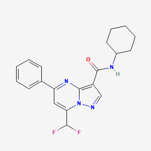 molecular formula C20H20F2N4O B11582480 N-cyclohexyl-7-(difluoromethyl)-5-phenylpyrazolo[1,5-a]pyrimidine-3-carboxamide 