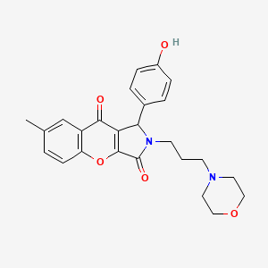 molecular formula C25H26N2O5 B11582699 1-(4-Hydroxyphenyl)-7-methyl-2-[3-(morpholin-4-yl)propyl]-1,2-dihydrochromeno[2,3-c]pyrrole-3,9-dione 