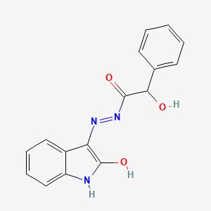 molecular formula C16H13N3O3 B11582735 2-hydroxy-N'-[(3E)-2-oxo-1,2-dihydro-3H-indol-3-ylidene]-2-phenylacetohydrazide 