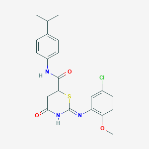 molecular formula C21H22ClN3O3S B11582818 2-[(5-chloro-2-methoxyphenyl)amino]-4-oxo-N-[4-(propan-2-yl)phenyl]-5,6-dihydro-4H-1,3-thiazine-6-carboxamide 