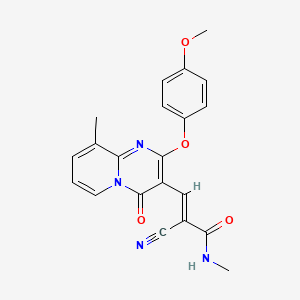 molecular formula C21H18N4O4 B11582827 (2E)-2-cyano-3-[2-(4-methoxyphenoxy)-9-methyl-4-oxo-4H-pyrido[1,2-a]pyrimidin-3-yl]-N-methylprop-2-enamide 
