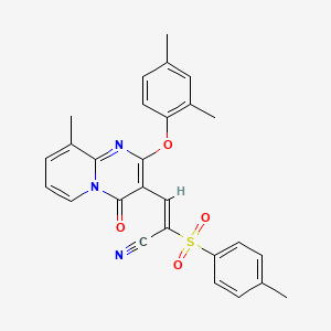 molecular formula C27H23N3O4S B11582837 (2E)-3-[2-(2,4-dimethylphenoxy)-9-methyl-4-oxo-4H-pyrido[1,2-a]pyrimidin-3-yl]-2-[(4-methylphenyl)sulfonyl]prop-2-enenitrile 