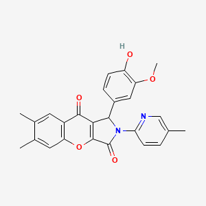 molecular formula C26H22N2O5 B11582993 1-(4-Hydroxy-3-methoxyphenyl)-6,7-dimethyl-2-(5-methylpyridin-2-yl)-1,2-dihydrochromeno[2,3-c]pyrrole-3,9-dione 