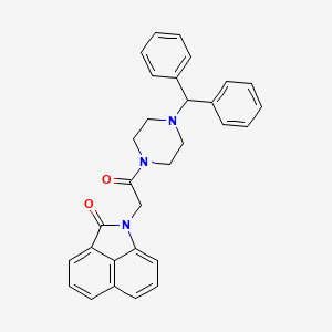 molecular formula C30H27N3O2 B11583001 1-{2-[4-(diphenylmethyl)piperazin-1-yl]-2-oxoethyl}benzo[cd]indol-2(1H)-one 