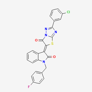 molecular formula C25H14ClFN4O2S B11583088 (3Z)-3-[2-(3-chlorophenyl)-6-oxo[1,3]thiazolo[3,2-b][1,2,4]triazol-5(6H)-ylidene]-1-(4-fluorobenzyl)-1,3-dihydro-2H-indol-2-one 